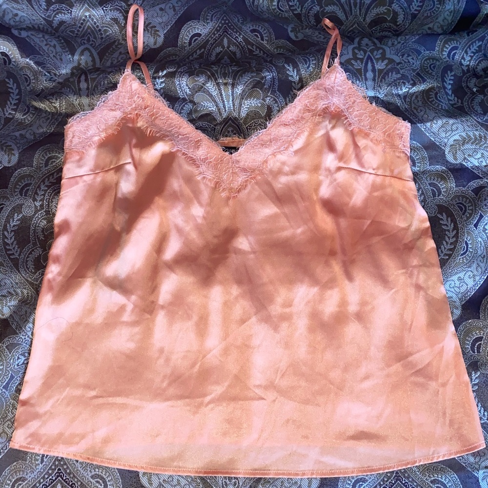 Peach Forever 21 satin lace trim cami.